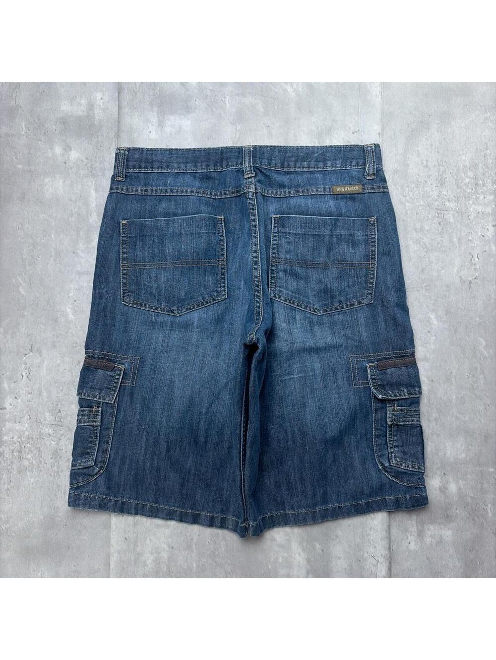 Y2K Blue Wrangler Grunge Baggy Cargo Skater Denim Jorts